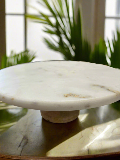 Marble &amp; Wood Pedestal Stand