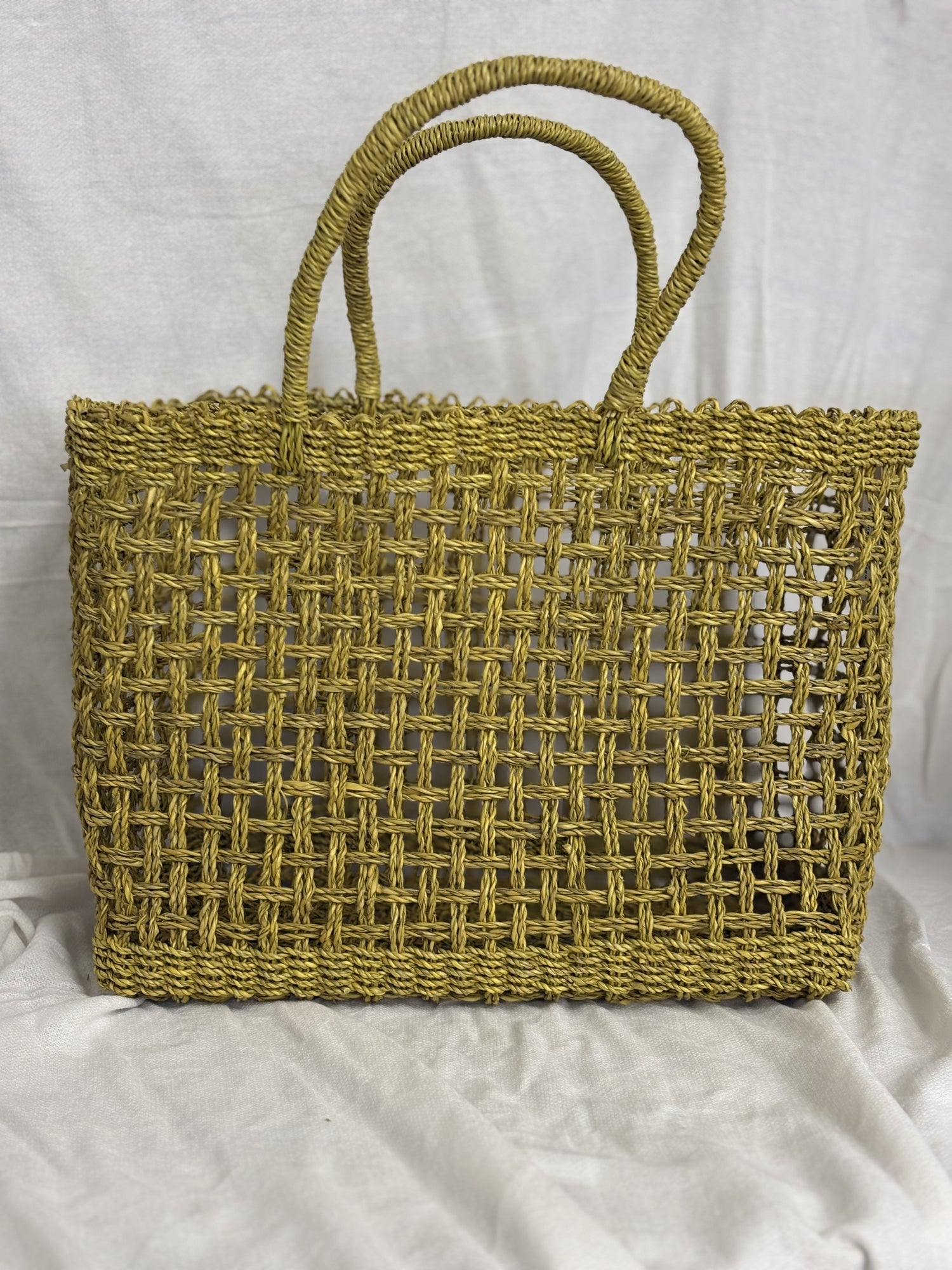 Chartreuse Rattan Tote Bag
