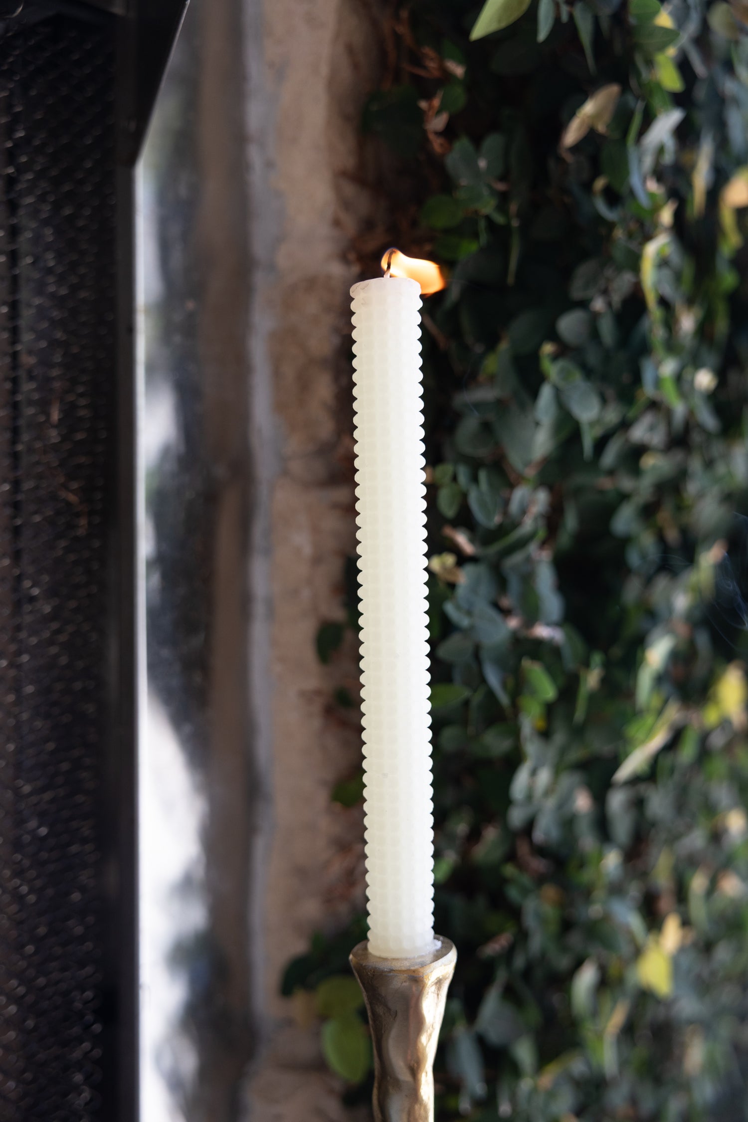 Ivory Hobnail Taper Candles - Set of 2 - Salt &amp; Creek