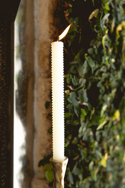 Ivory Hobnail Taper Candles - Set of 2 - Salt &amp; Creek