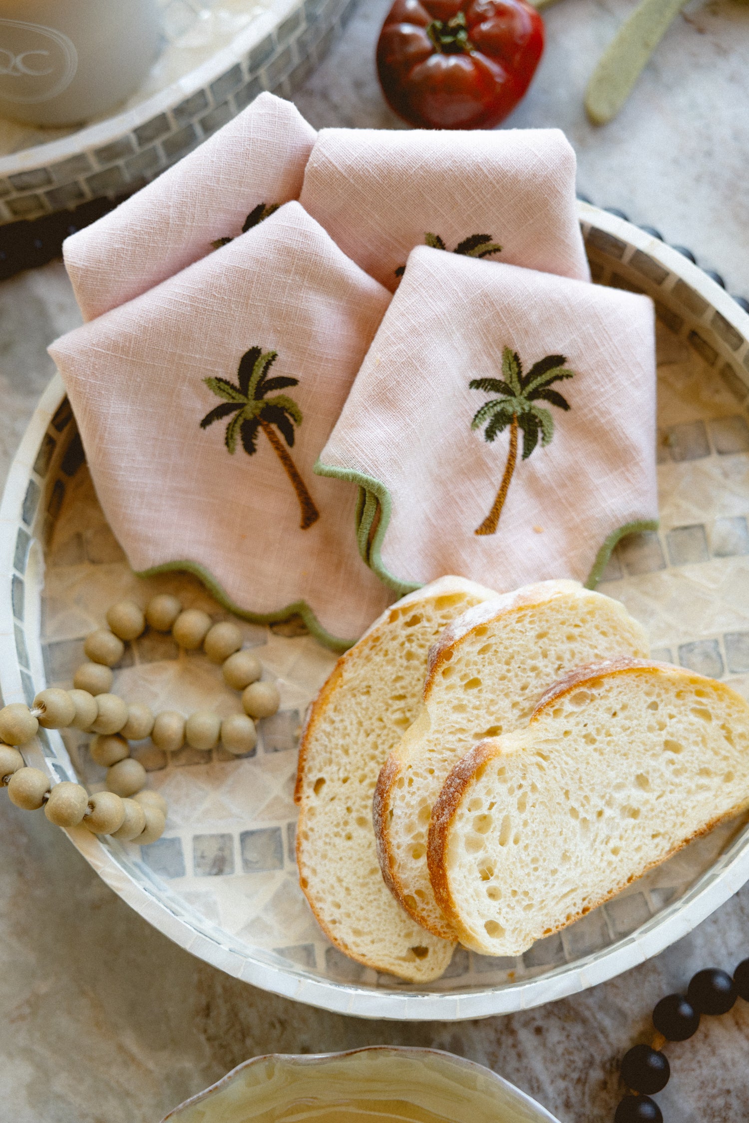Pink Palm Scallop Napkin - Salt &amp; Creek