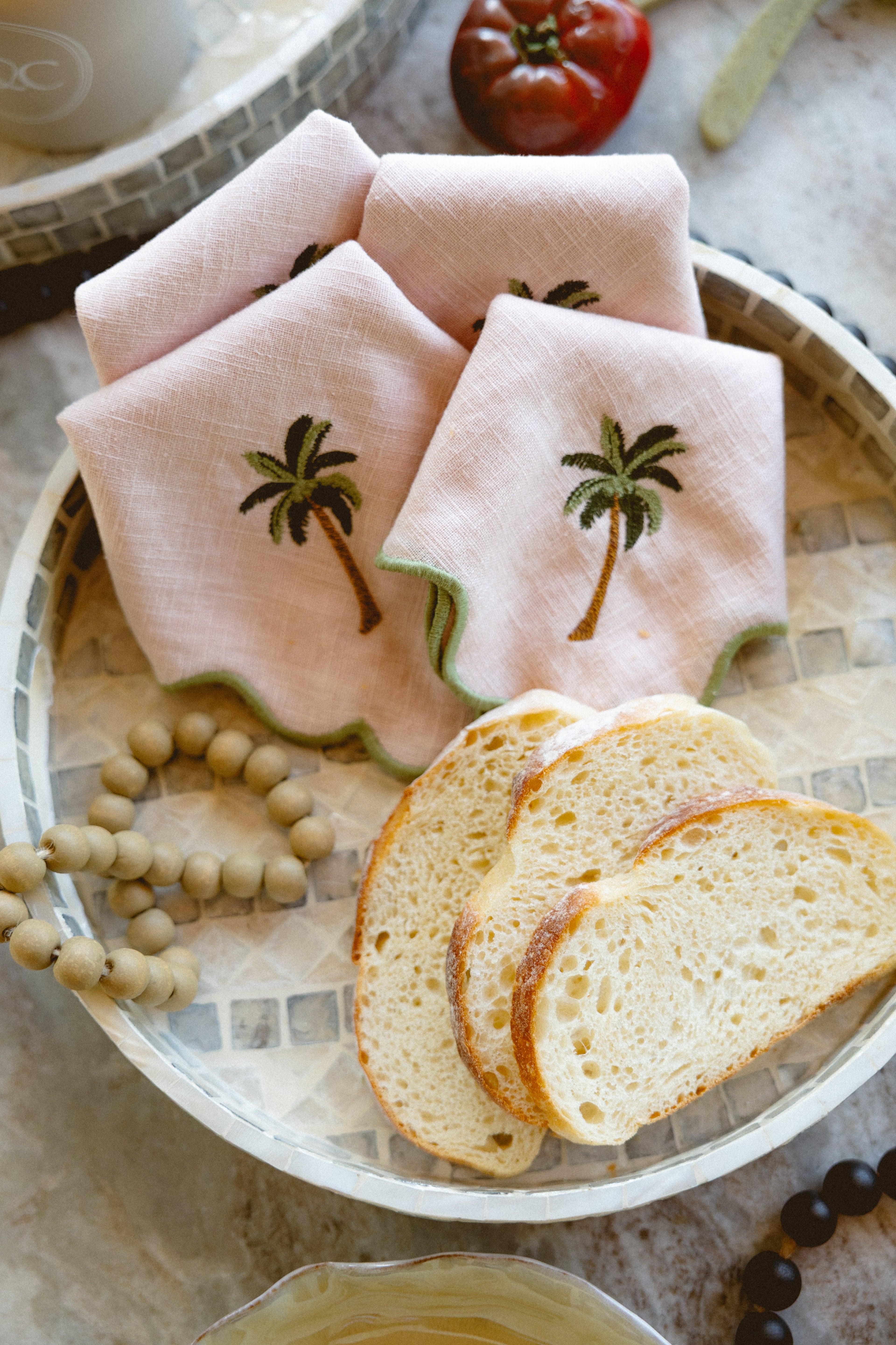 Pink Palm Scallop Napkin - Salt &amp; Creek