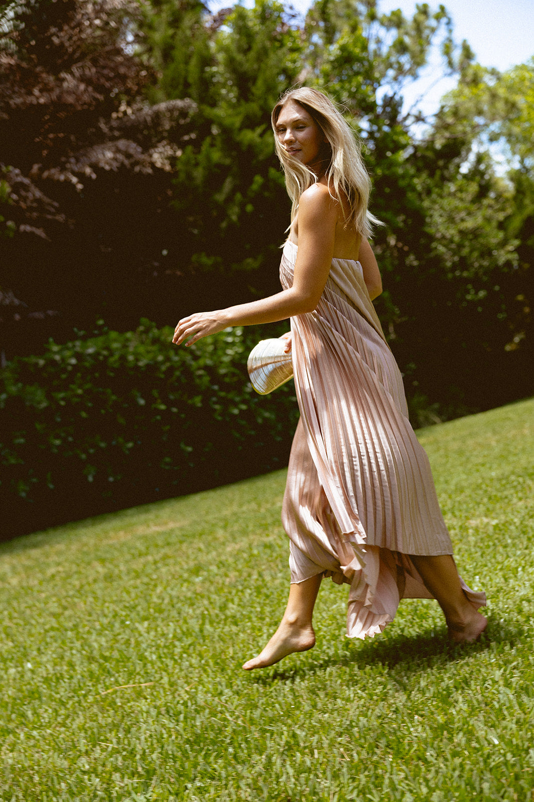 Moonglade Pleated Maxi Column Dress
