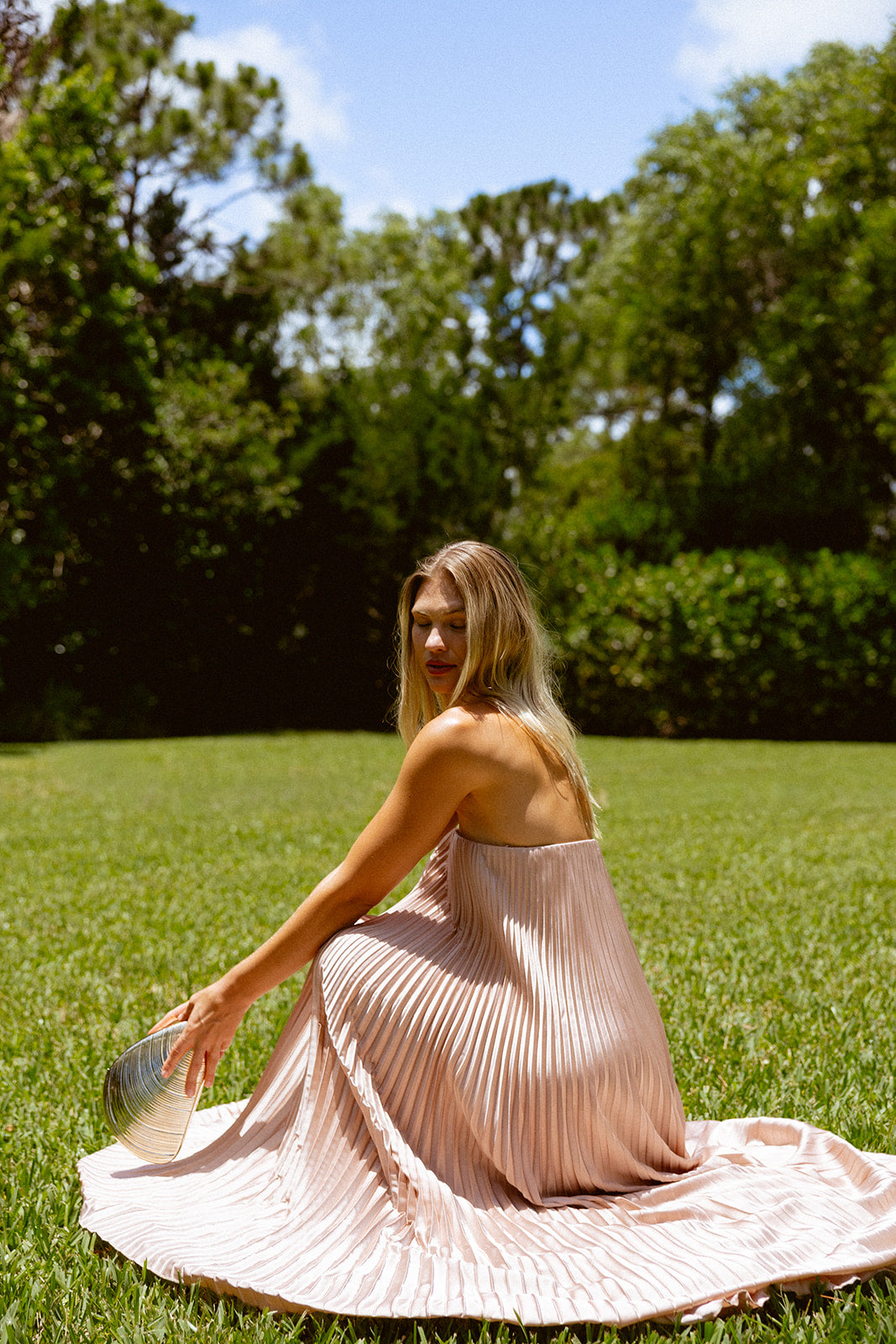 Moonglade Pleated Maxi Column Dress