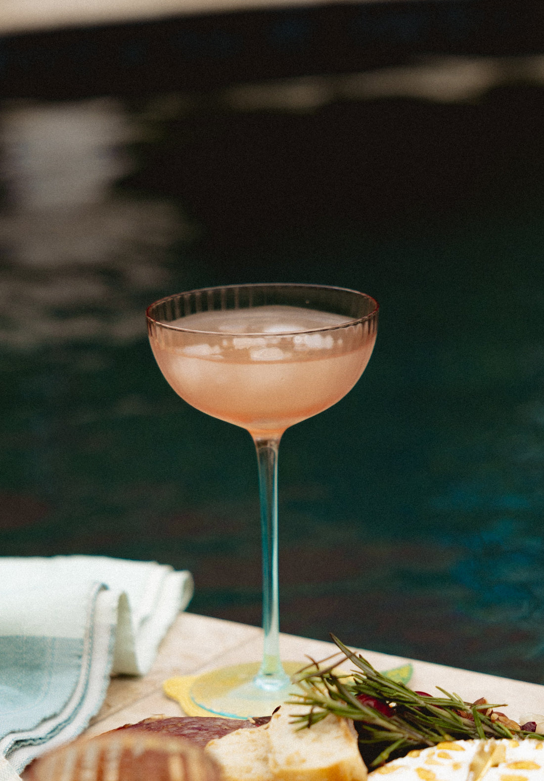 Sunset Splash Stemmed Fluted Coupe Glass