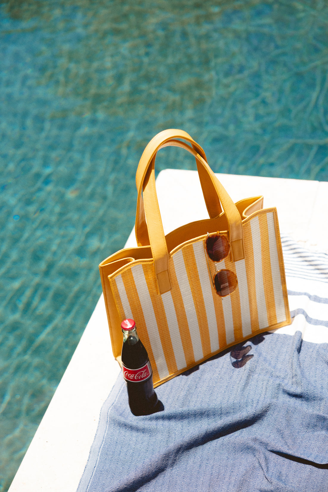 Soli &amp; Sun Mara Striped Shopper Tote - Yellow and Cream