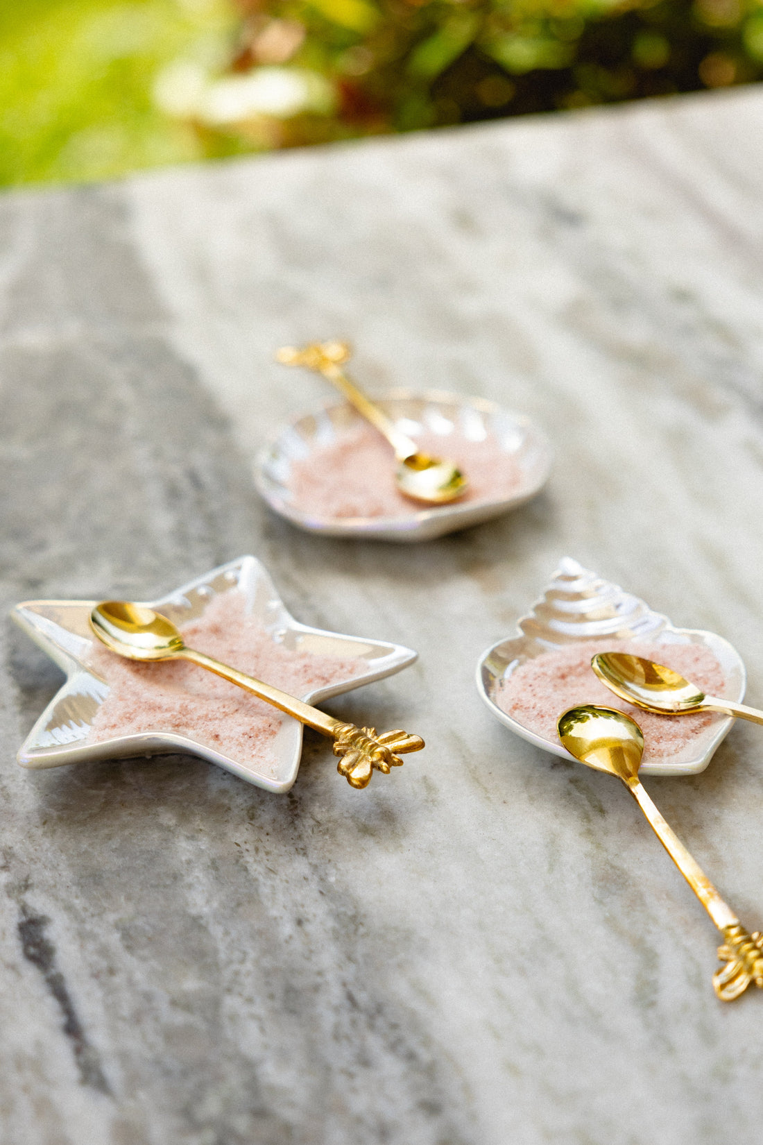 Iridescent Shell &amp; Starfish Stoneware Dish