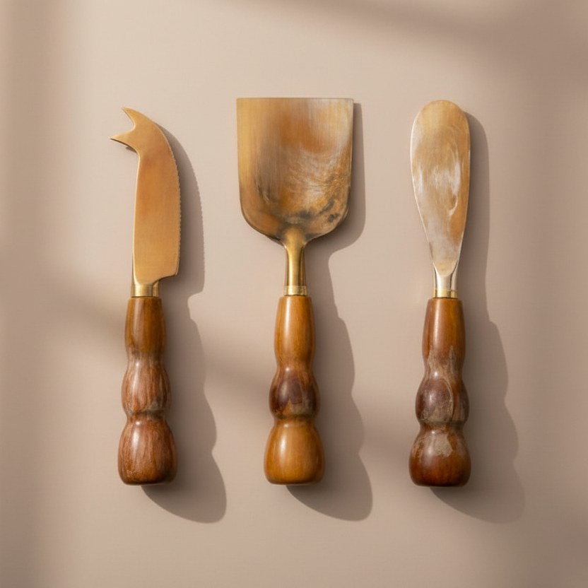 Natural Horn Cheese Server- Set of 3 - Salt &amp; Creek