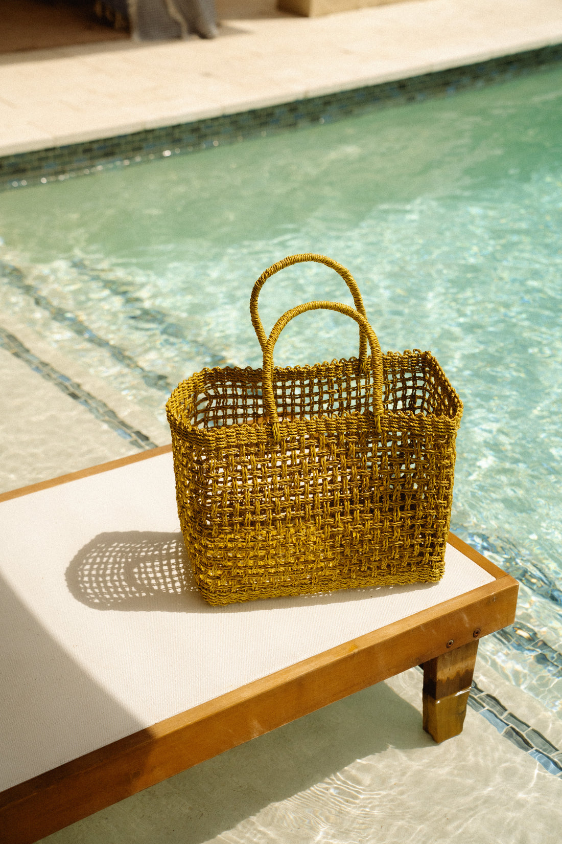 Chartreuse Rattan Tote Bag