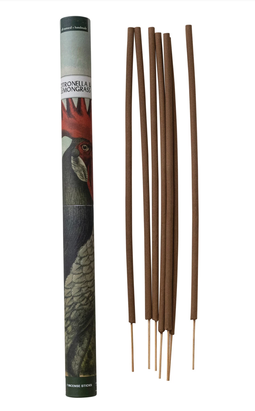 7 Piece All Natural Handmade Citronella &amp; Lemongrass Scented Outdoor Incense Sticks, Set of 7 - Salt &amp; Creek