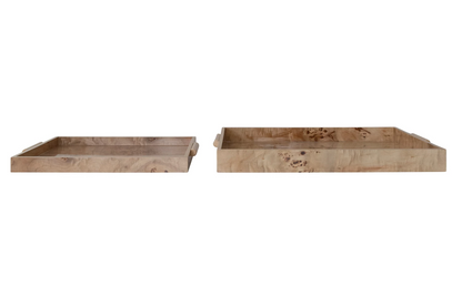 MDF &amp; Burl Wood Veneer Trays with Handles, Natural - Salt &amp; Creek
