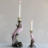 Resin Taper Holder with Parrot on Branch, Antique Gold Finish & Pink - Salt & Creek