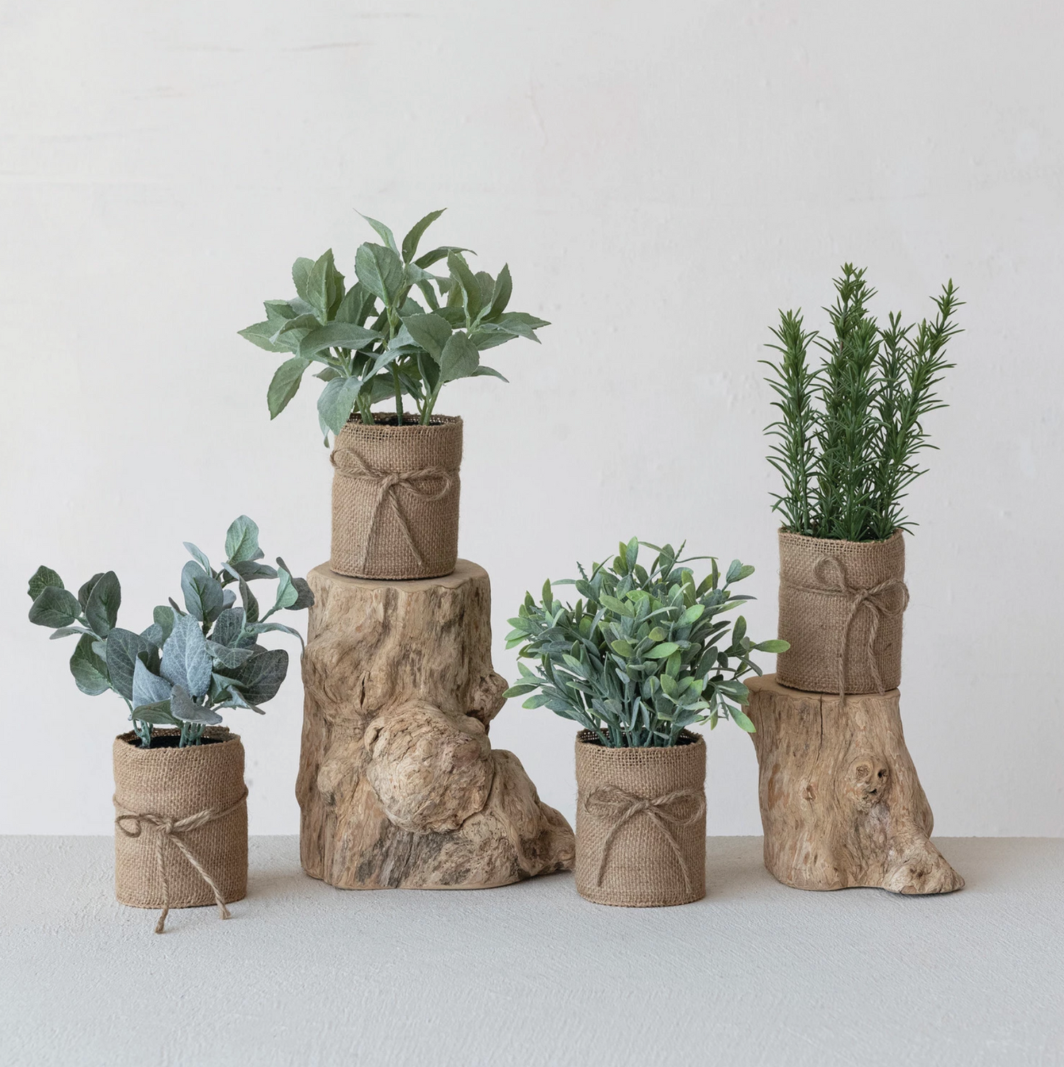 Faux Plant in Burlap Bag with Jute Bow, 4 Styles - Salt &amp; Creek