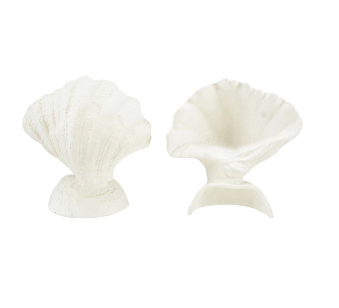 Cast Iron Shell Shaped Bookends, Matte Finish, Cream Color, Set of 2 - Salt &amp; Creek