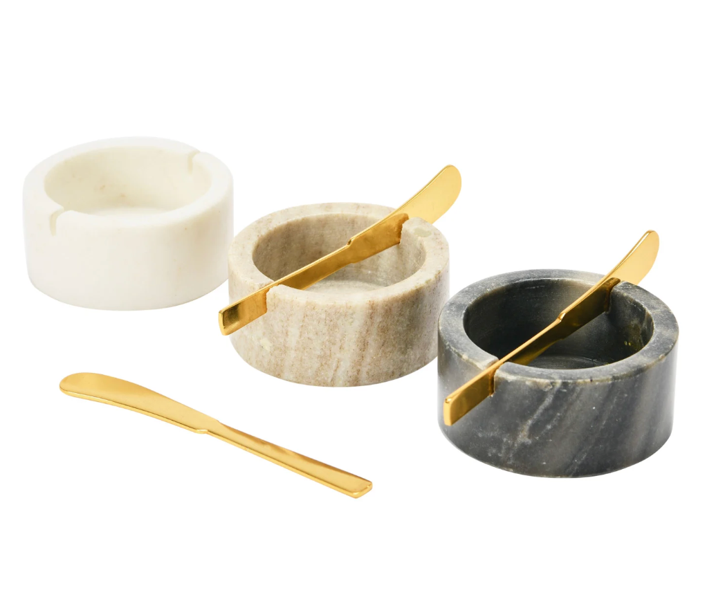 Marble Bowl with Gold Spreader - Set of 2 - Salt &amp; Creek
