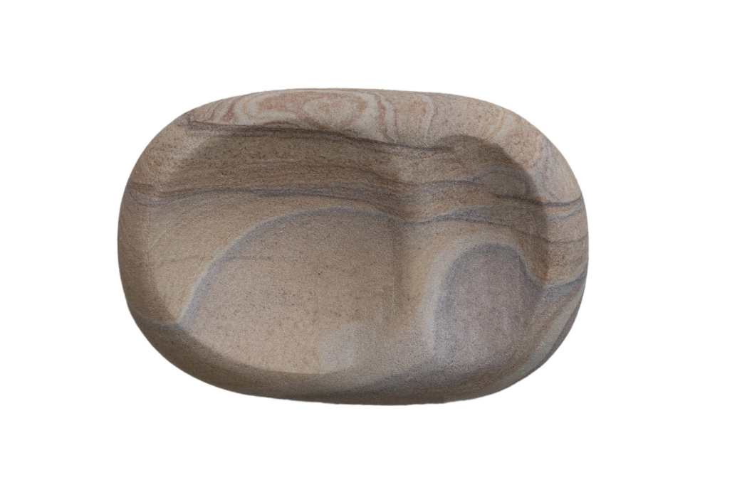 Decorative Sandstone Dish w/ 2 Sections, Natural - Salt &amp; Creek