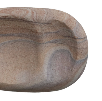 Decorative Sandstone Dish w/ 2 Sections, Natural - Salt &amp; Creek