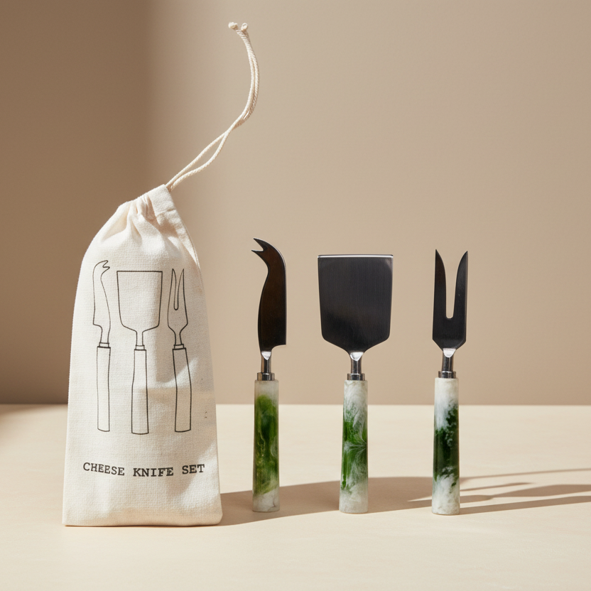 Stainless Steel Cheese Utensils, Set of 3 in Bag (Each Will Vary) - Salt &amp; Creek