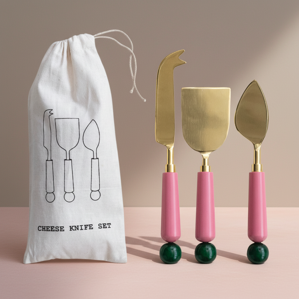 Pink and Green Cheese Knife Set – 3 Piece Charcuterie Knives - Salt &amp; Creek