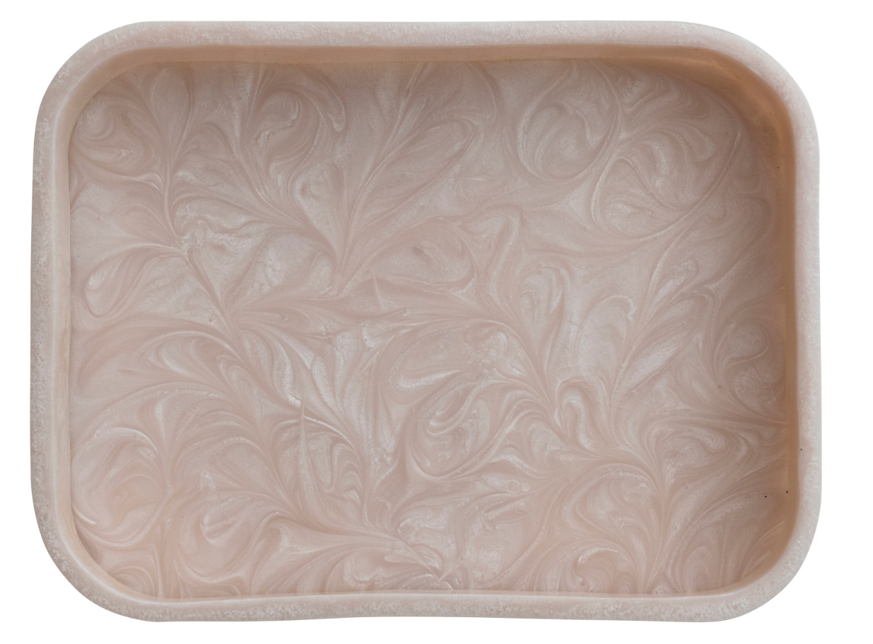 Marbled Resin Tray, Pearlized Finish, Pink (Each One Will Vary) - Salt &amp; Creek