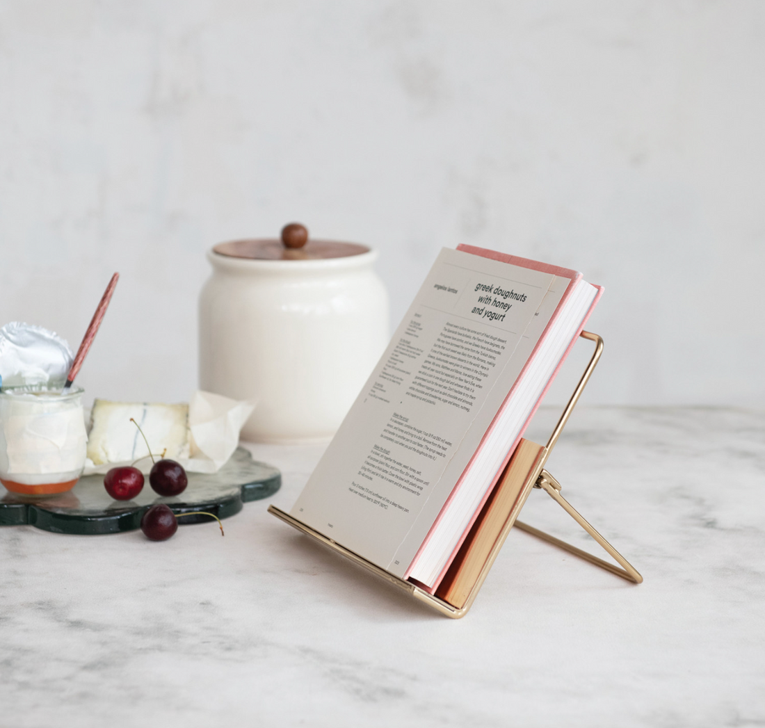 Metal Standing/Foldable Book Holder, Gold Finish - Salt &amp; Creek