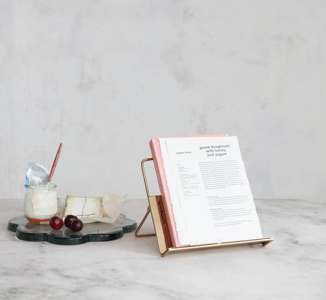 Metal Standing/Foldable Book Holder, Gold Finish - Salt &amp; Creek