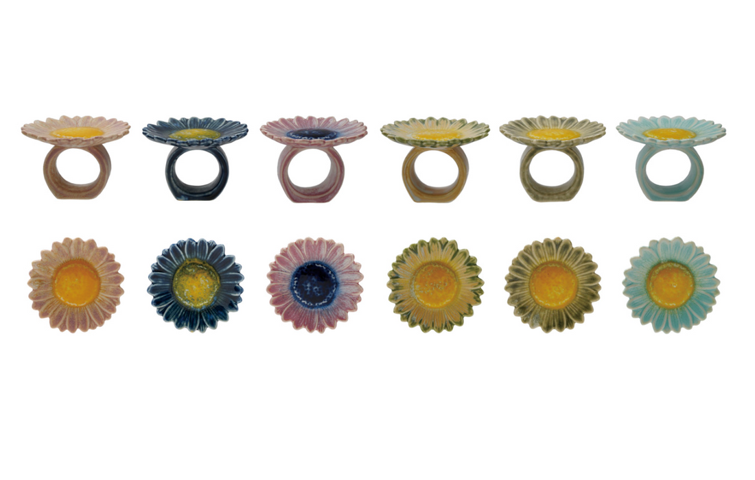 Stoneware Flower Shaped Napkin Ring - Salt &amp; Creek