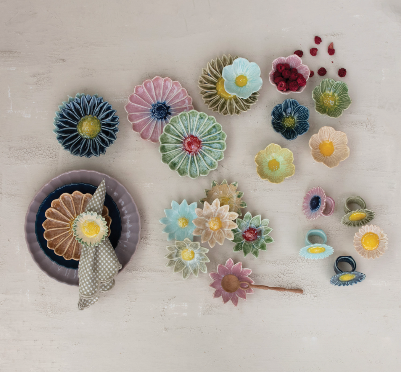 Stoneware Flower Shaped Napkin Ring - Salt &amp; Creek
