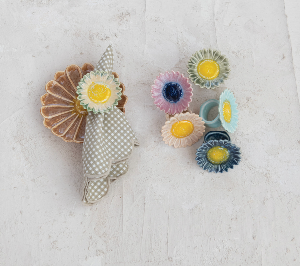 Stoneware Flower Shaped Napkin Ring - Salt &amp; Creek