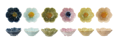 Stoneware Flower Shaped Bowl, Reactive Glaze, 6 Colors (Each One Will Vary) - Salt &amp; Creek