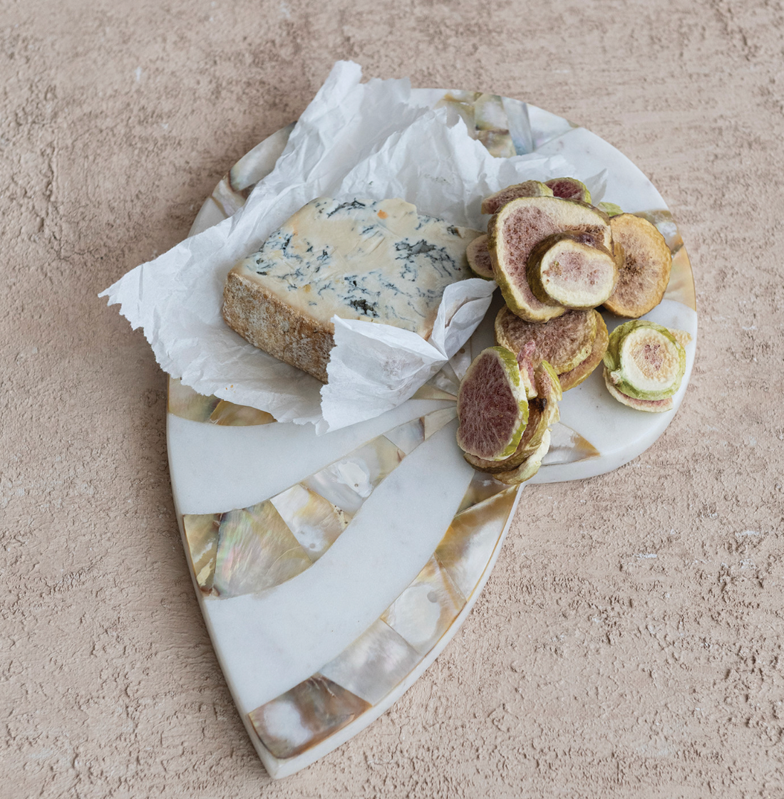 Marble Nautilus Shaped Cheese/Serving Board with Mother of Pearl Inlay (Each One Will Vary) - Salt &amp; Creek