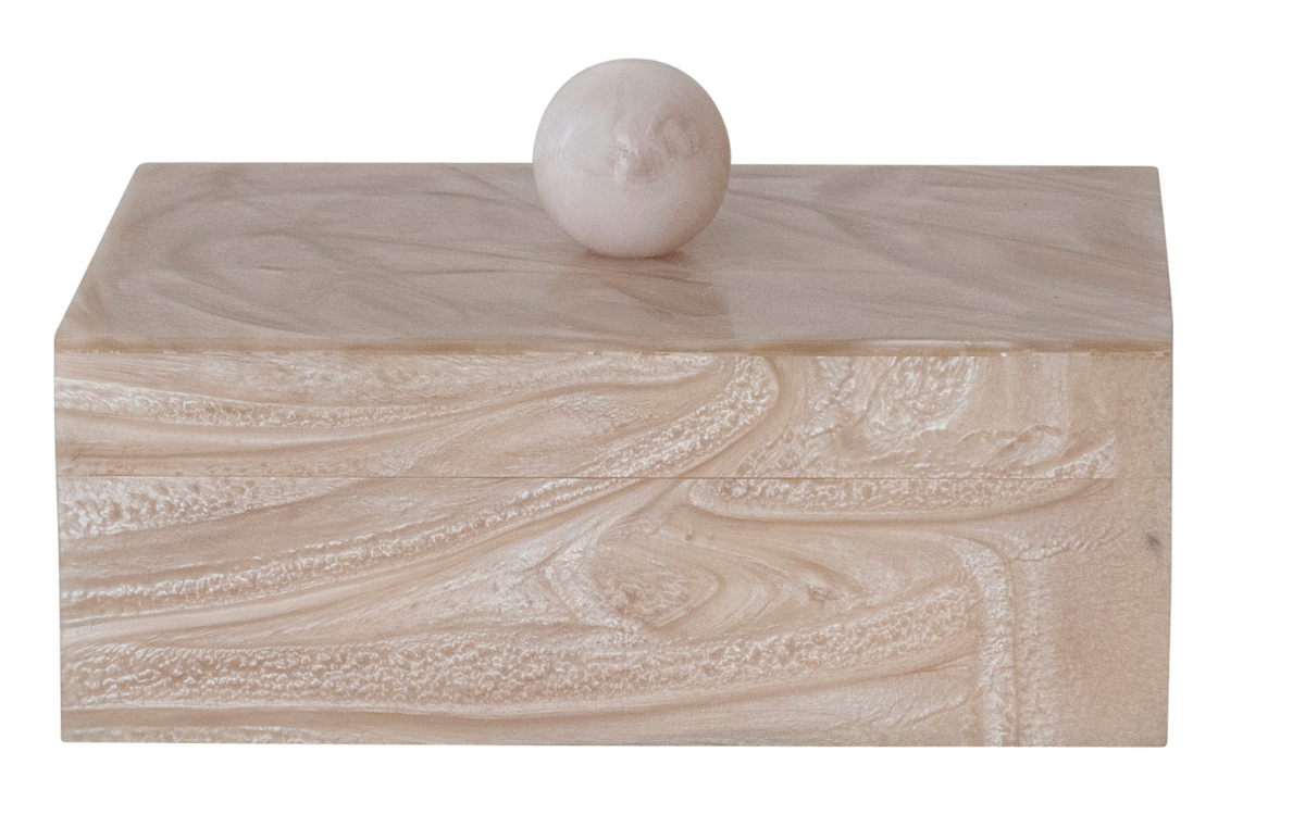 Marbled Resin Box with Ball Handle - Salt &amp; Creek