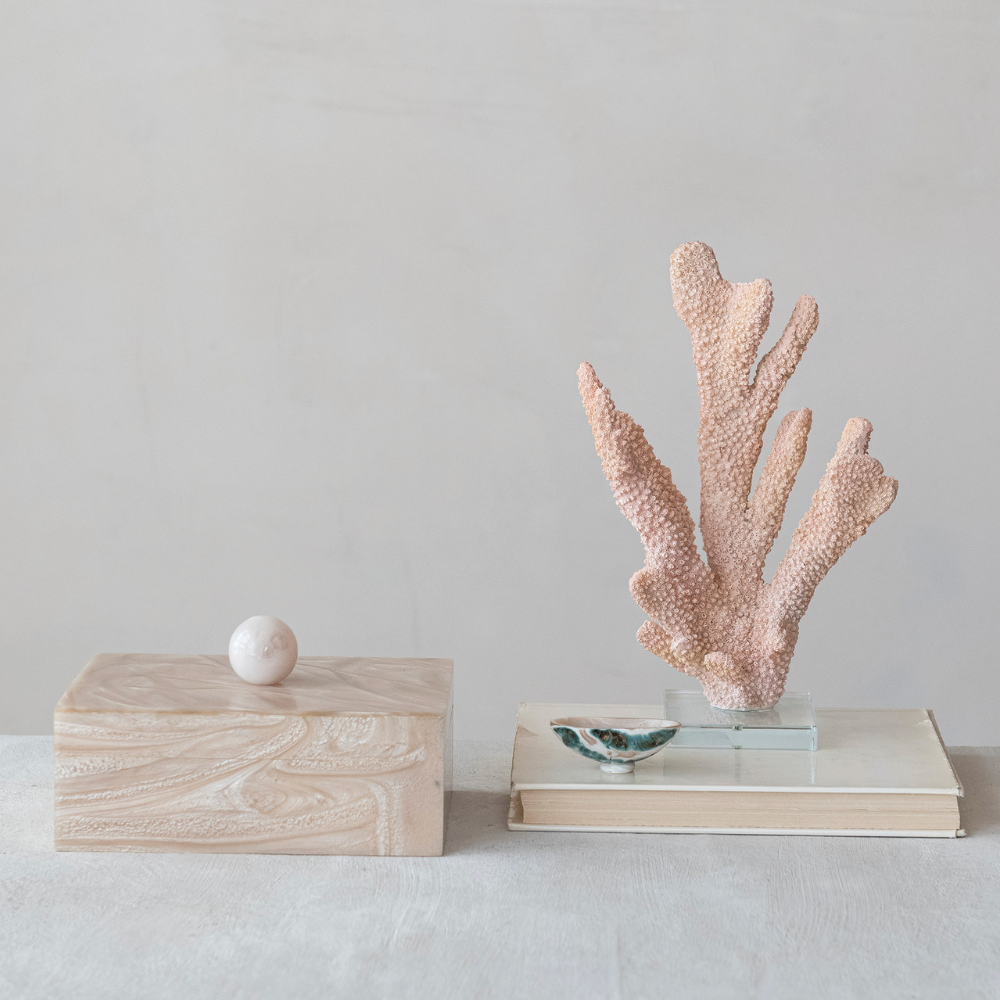 Marbled Resin Box with Ball Handle - Salt &amp; Creek