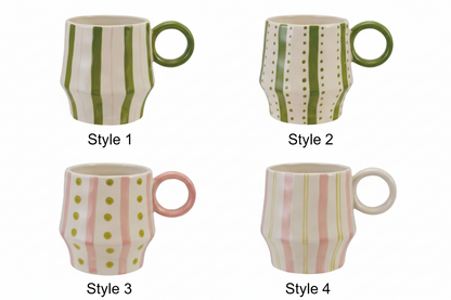 Hand-Painted Striped Stoneware Mug – 16 oz Ceramic Coffee Cup - Salt &amp; Creek