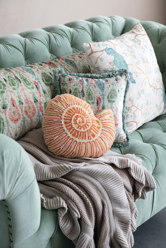 12" Square Cotton Velvet Pillow with Pattern &amp; Eyelash Fringe - Salt &amp; Creek