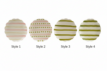 Hand-Painted Stoneware Scalloped Plate with Striped Pattern, 4 Styles - Salt &amp; Creek