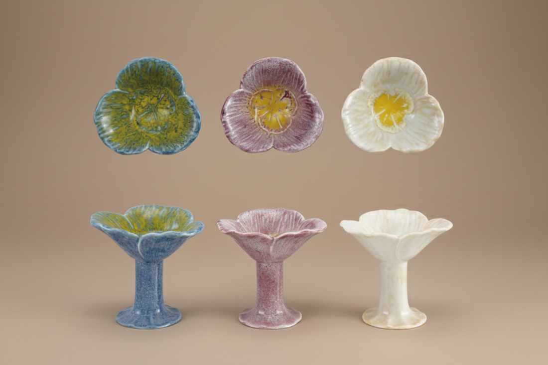 Stoneware Flower Shaped Footed Tealight Holder, 3 Styles (Each One Will Vary) - Salt &amp; Creek