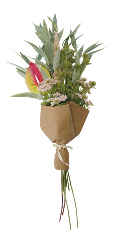 Faux Flower Bouquet Wrapped in Paper &amp; Tied with Cotton Bow (Contains 8 Pieces) - Salt &amp; Creek
