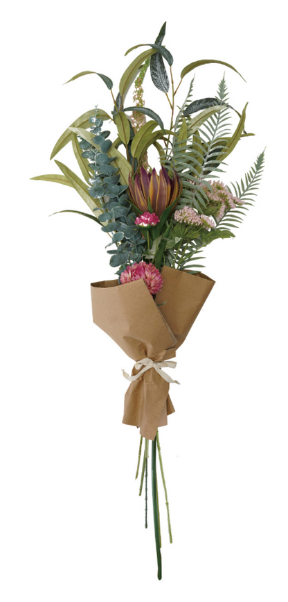 Faux Flower Bouquet Wrapped in Paper &amp; Tied with Cotton Bow (Contains 8 Pieces) - Salt &amp; Creek