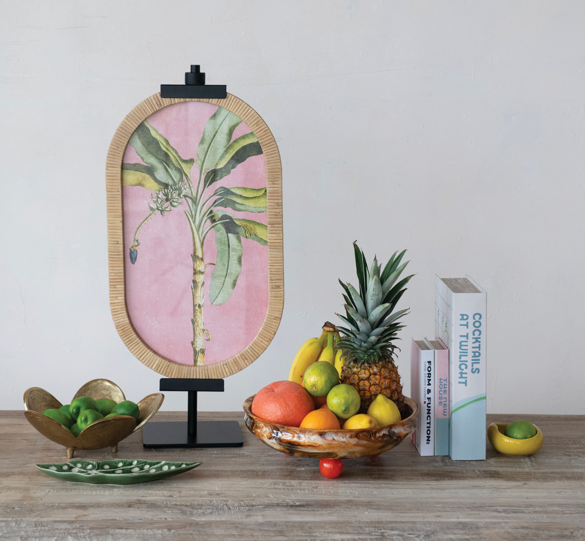 Palm Beach Rattan Wrapped Wood Framed Wall Decor