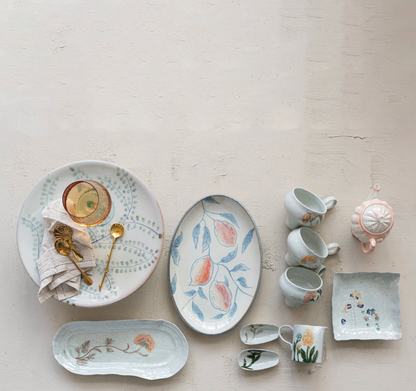 Oval Hand-Painted Stoneware Platter with Lemons (Each One Will Vary) - Salt &amp; Creek
