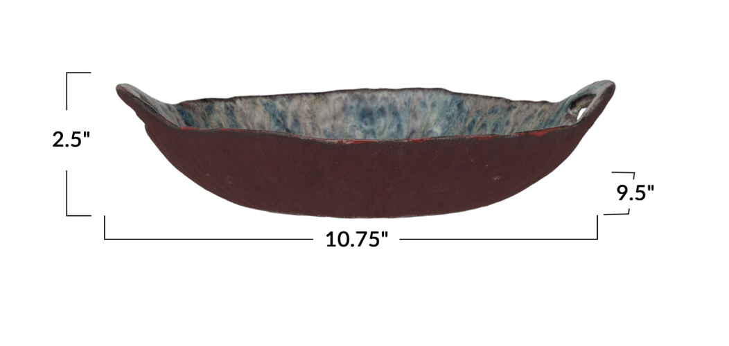 Stoneware Bowl w/ Handles, Reactive Glaze (Each One Will Vary) - Salt &amp; Creek