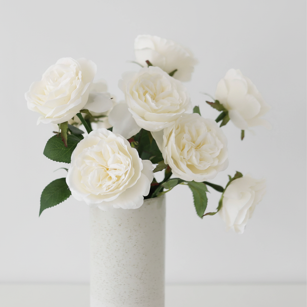 White Fake English Cabbage Rose - 20.5" - Salt &amp; Creek