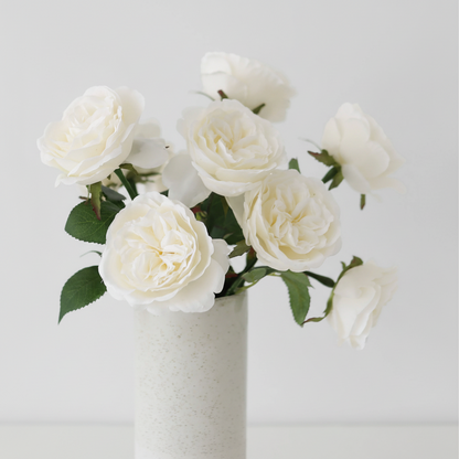 White Fake English Cabbage Rose - 20.5" - Salt &amp; Creek