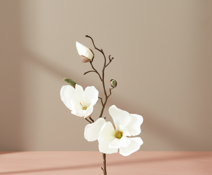 Cream Artificial Magnolia Flower Pick - 19"