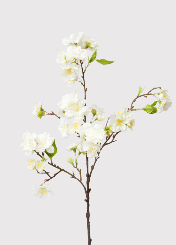 Cream Cherry Blossom Branch Pick - 18"
