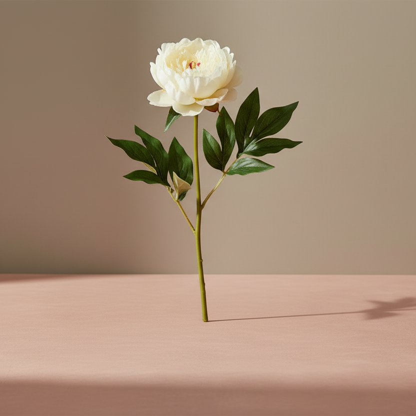 Peony Flower in Pale Yellow - 28.5"