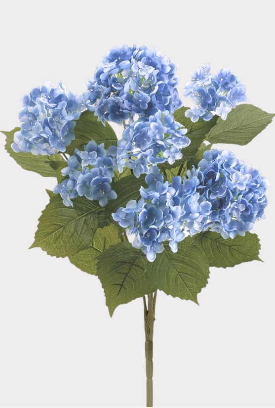 Blue Blooming Artificial Hydrangea Bush - 22"