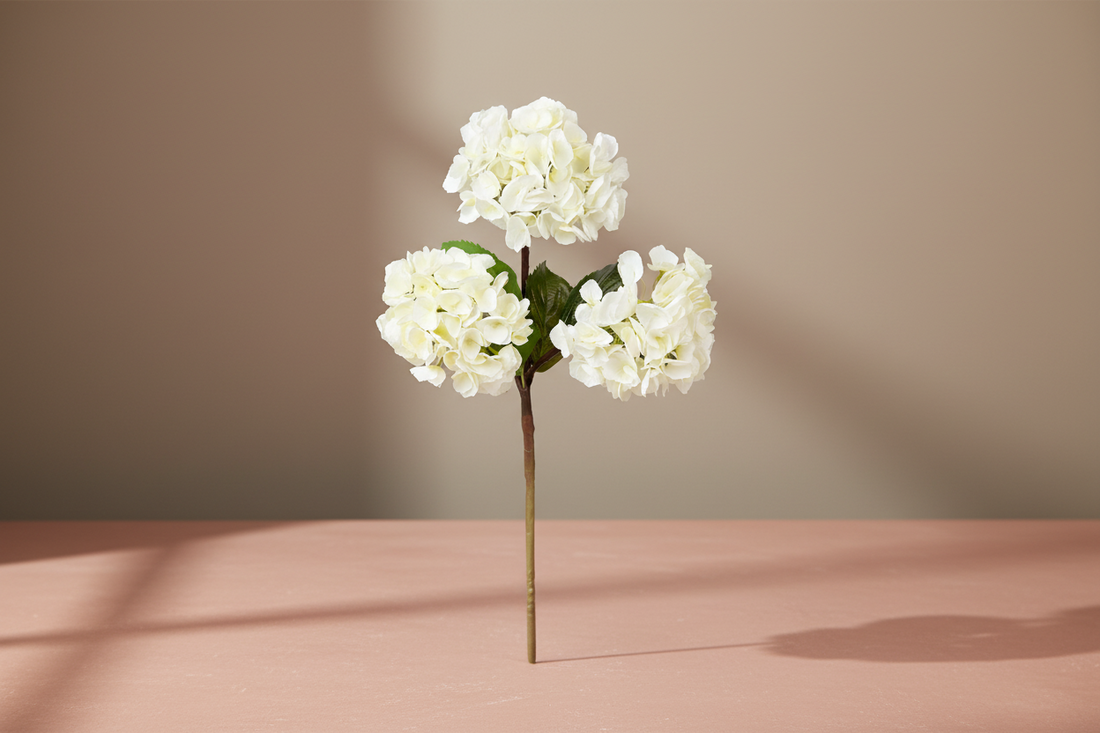 Large Artificial Hydrangea Spray in Cream White - 20" - Salt &amp; Creek