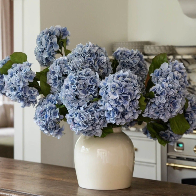 Tall Powder Blue Faux Hydrangea Flower - 45"